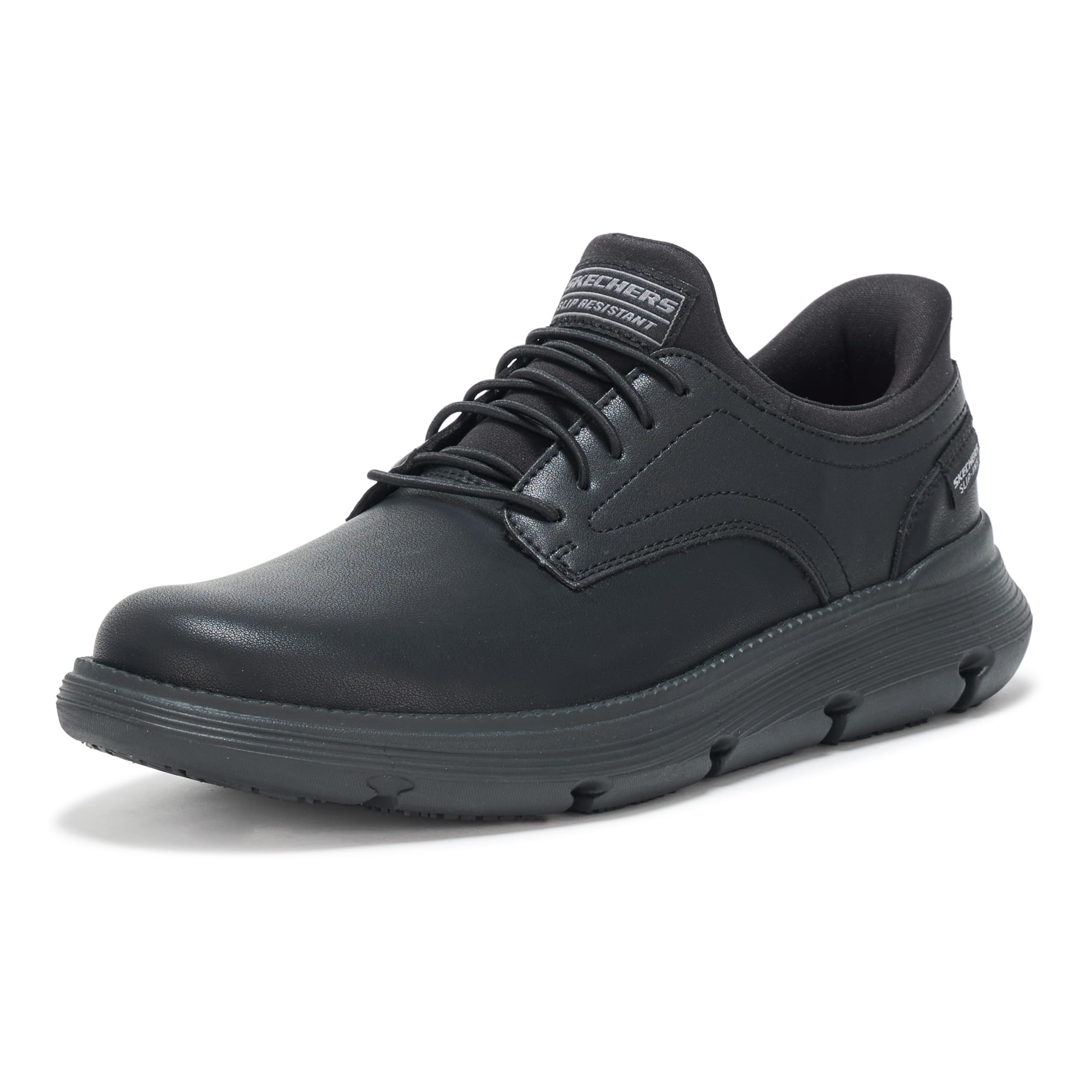 Skechers Men’s Work Garza SR Bungee Food Service Shoe, BLK, 9