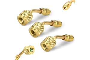 DRAKO-MYXX 3Pcs A2L R-32 R-454B Adapter, 1/4" Left-Hand Female to 1/4" Right-Hand Male Flare Fittings, for R-32/R-454B A2L Refrigerant LH Tanks and RH Service Hose, Brass HVAC Charging Adapter (45° × 3)