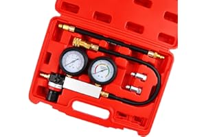 CHEINAUTO Cylinder Leak Down Tester Engine Compression Diagnosis Tester Kit Dual Pressure Gauges Engine Compression Leakdown Detector Leakage Test Set for Gasoline Engine