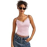 SUUKSESS Women Padded Lace Double Lined Tank Tops Sexy V Neck Summer Going Out Top