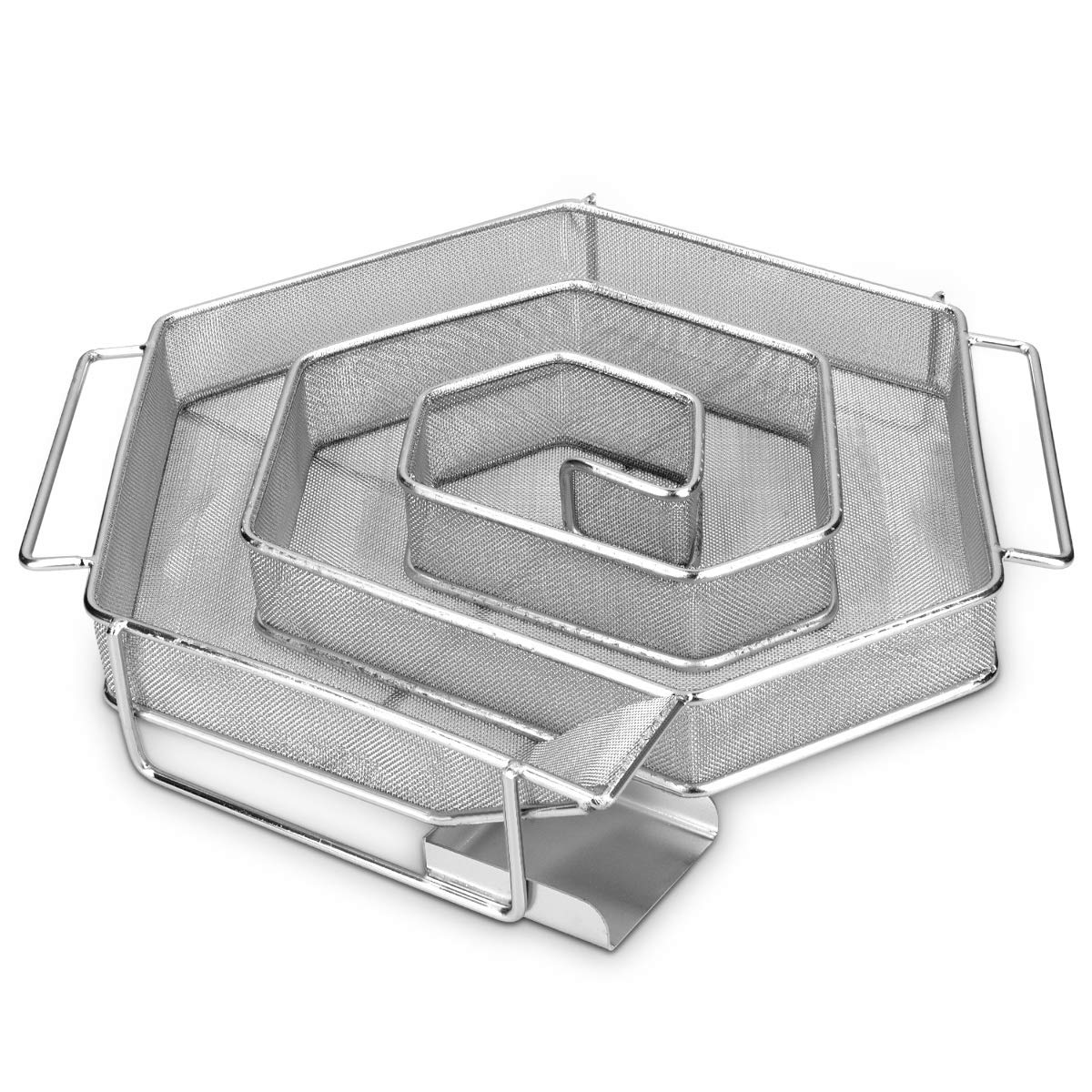 Photo 1 of Navaris Cold Smoke Generator - Stainless Steel Cold Smoker for Smoking Meat, Fish, Cheese, Eggs, Smoked Food - Spiral Maze, 21 x 18 x 4 cm