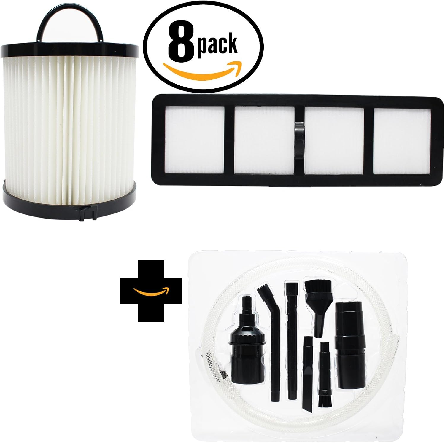 8-Pack Replacement DCF-21 Dust Cup Filter 68931A & EF-6 Filter 69963 with 1 Micro Vacuum Attachment Kit for Eureka - Compatible with Eureka AirSpeed AS1000A, Eureka AS1000A, Eureka AS1001A, Eureka AS1051A, Eureka AS1050, Eureka AS1053AX, Eureka AirSpeed Gold AS1001A, Eureka AirSpeed Gold AS1004A, Eureka AS1004A, Eureka AirSpeed Gold AS1001AX