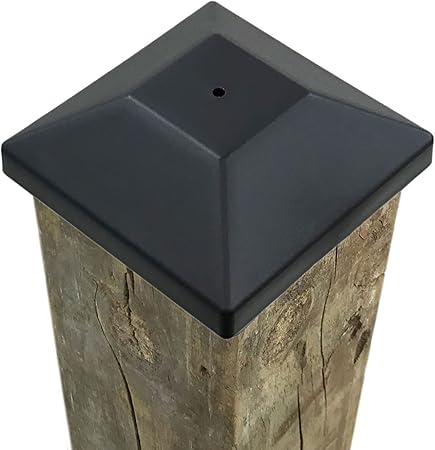 (32 Pack) 4x4 Wood Fence Post Caps (3 5/8") Black, Decking Caps for Pressure Treated Wood Fence