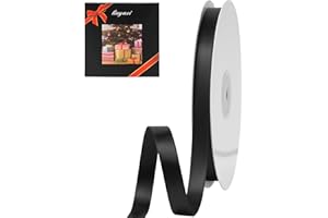 LIUYAXI Black Stain Ribbon, 1/2" X Continuous 50 Yards, Double Faced Fabric Ribbon Perfect for Gift Wrapping Wedding Christmas Birthday Floral Arrangement Craft