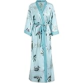 Aensso Long Soft Lightweight Silky Kimonos Robes for Women, Luxury Japanese Floral Womens Kimono Robe