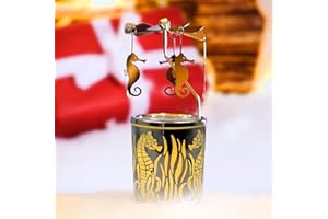 iLajao Candle Carousel Rotary Candle Holder Christmas Carousel Spinning Tealight Candleholder Christmas Decoration Centerpieces for Tables Valentine Easter (Seahorse)
