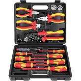 BILITOOLS 1000V Insulated Electrician Tools Set, Insulated Screwdrivers Set | VDE Electrician Tool Kit with Insulated Pliers, Insulated Lineman, Needle Nose, Diagonal &amp; Water Pump Pliers, Voltage Tester