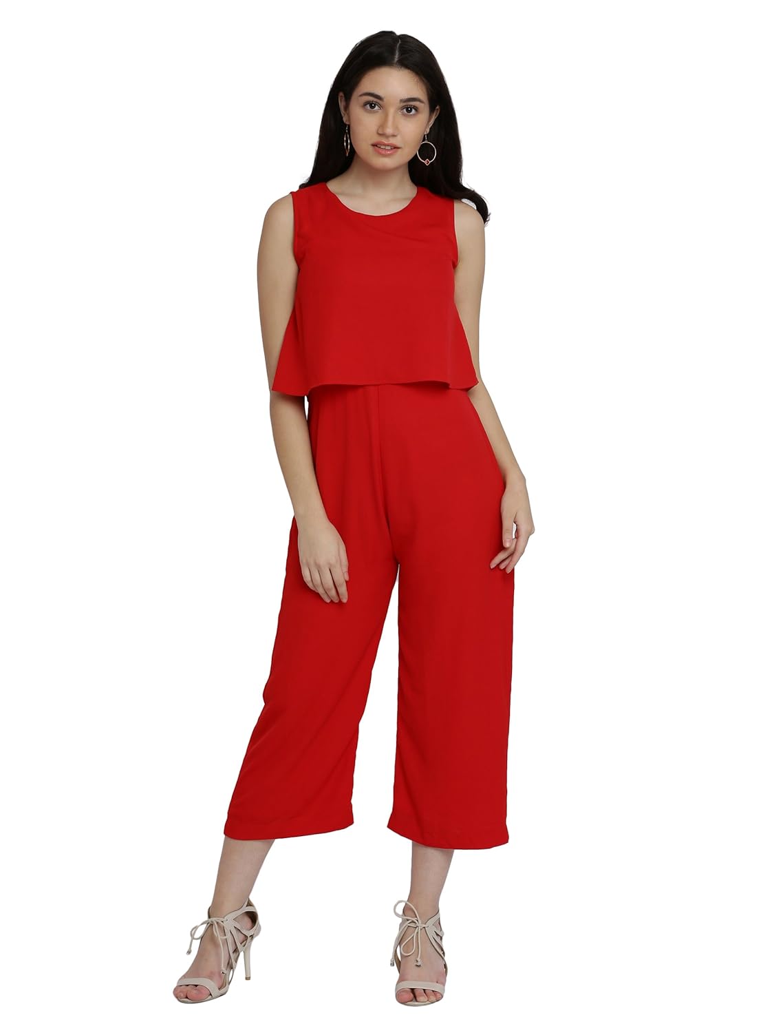 miss chase women's red layered midi jumpsuit