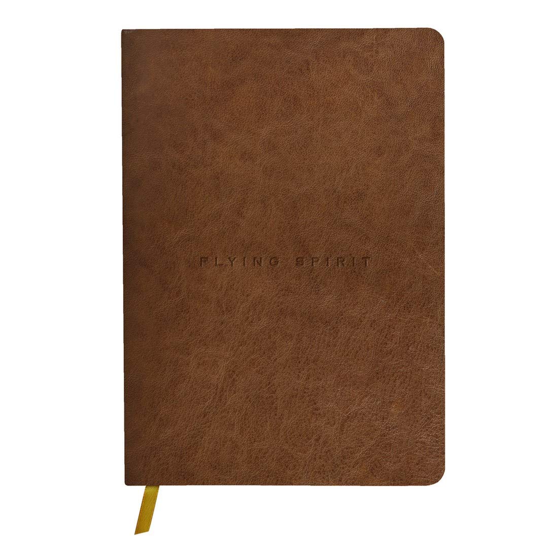 Clairefontaine 106943C - A Flying Spirit thread-stitched paperback notebook 180 ivory pages 14.8x21 cm 90 g DOT (small dots), glazed lambskin leather cover, Cognac