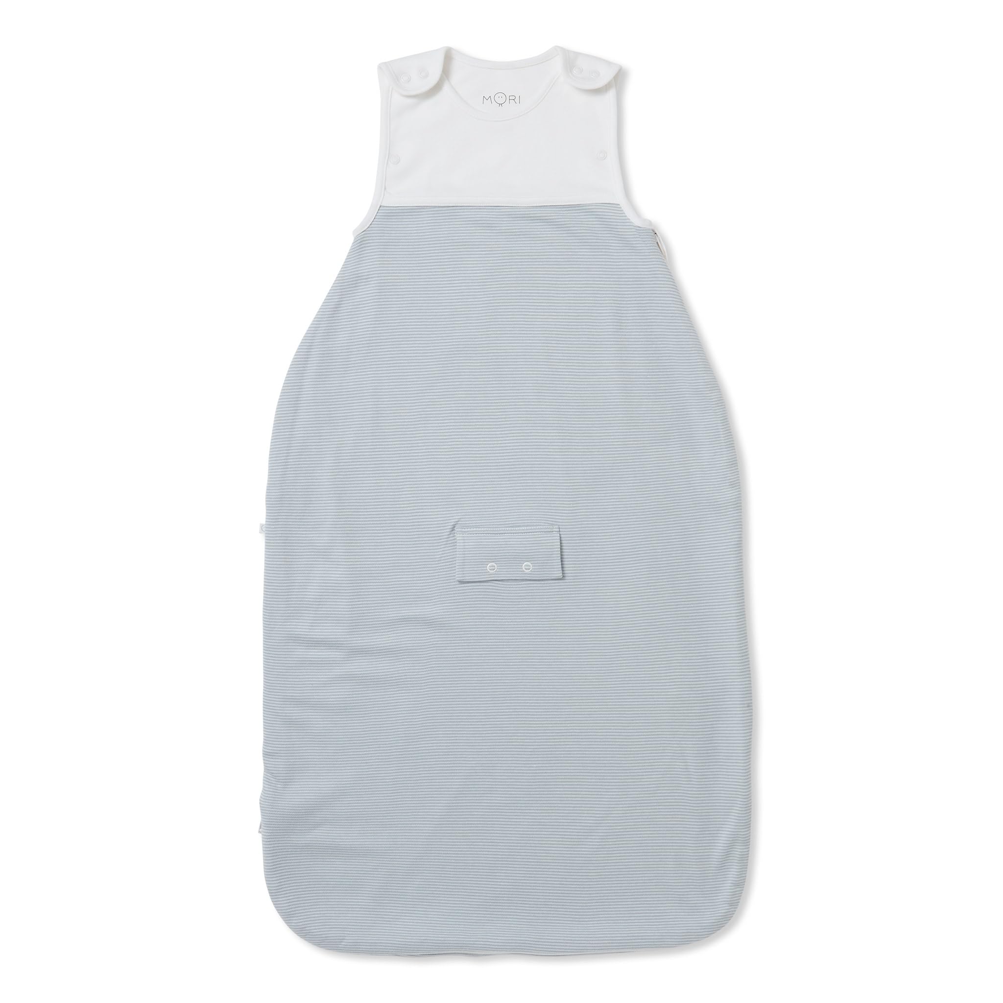 MORI Baby Clever Sleeping Bag 1.5 TOG in Blue Stripe - Breathable Cotton Unisex Toddler Two Way Zip Fitted Swaddle Blanket - One Size