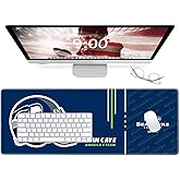 Large Gaming Mouse Pad, Extended Desk Mousepad with Stitched Edges, Football Computer Keyboard Pad,Dark Blue Design for Sport Fans, 31.5 x 11.8 in