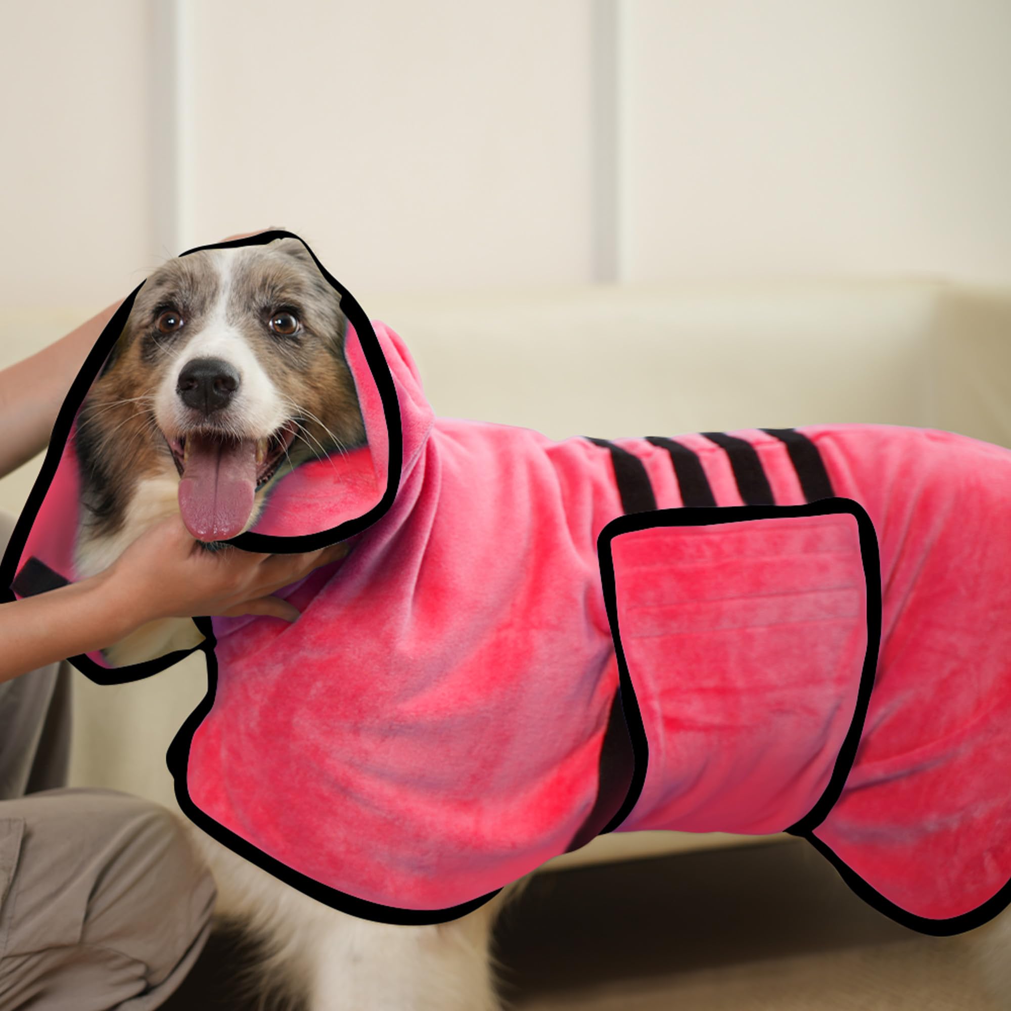 HezzLuv Dog Bathrobe Ultra Absorbent Microfibre Dog Drying Coat for Quick Drying, Soft Double Layer Robe Towel for Puppy & Adult Pets Cats Bathing, Swimming & Grooming