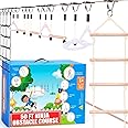 Ninja Warrior Obstacle Course for Kids, 2 x 50 ft Slackline, 10 Weatherproof Obstacles, Up to 880 lbs, Ages 5-12, Includes Ratchet-Tight Technology, Monkey Net, Climbing & Swinging Equipment