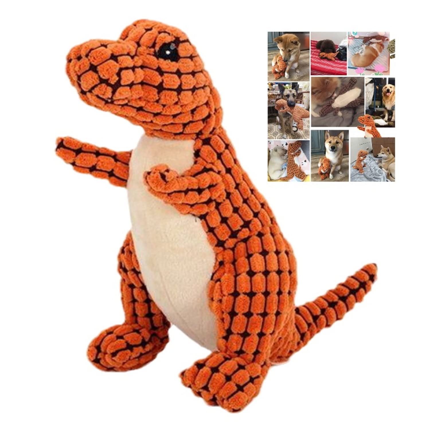 Photo 1 of 2023 New Indestructible Robust Dino, Durable Interactive Robustdino Dog Toy, Squeaky Dog Toys For Aggressive Chewers, Soft Dog Toys, Unbreakable Stuffed Plush Dog Toy Aggressive Chewers (A ORANGE)