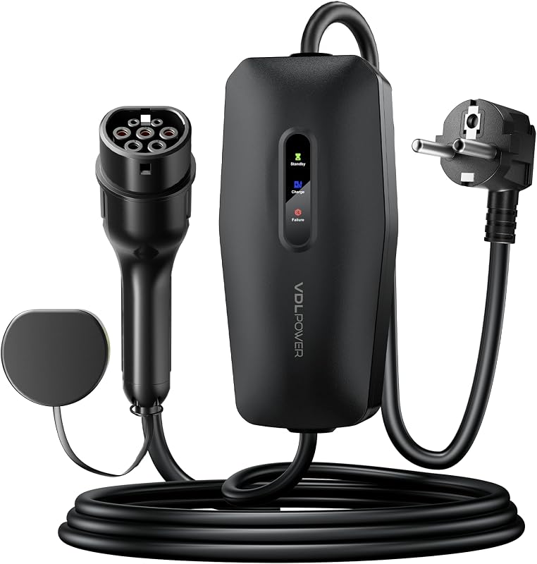 Ladekabel Typ 2, 3.68KW /5M Ladekabel Elektroauto, 16A EV Ladegerät, Typ 2 für Elektrofahrzeuge mit Einphasigem EU-Schuko, IP65 Kompatibel mit Model Y/3, XC60, ID.3, ID.4