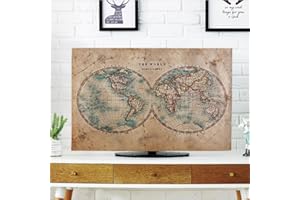DYAGSIO Custom TV Dust Cover with Photo, Compatible with Modern 42" LCD LED, Design Your Own Personalized with Picture Logo Text TV Dust Cover Cloth Decoration Living Room, 1PC,Old World Map
