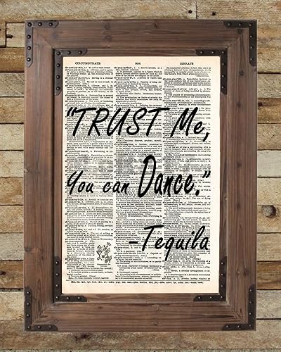 Amazon Com Tequila Art Print Quote Word Wall Art Trust Me Tequila Funny Artwork Kitchen Art Home Bar Art Vintage Book Page Art Handmade