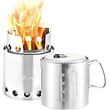 Solo Stove & Pot 900 Combo: Ultralight Wood Burning Backpacking Cook System. Lightweight Kitchen Kit for Backpacking, Camping, Survival. Burns Twigs, No Batteries or Liquid Fuel Gas Canister Required