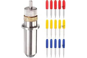 ADVcer 15pcs 30/45 / 60 Degree Vinyl Cutter Blades with Cut Blade Holder - All Purpose for GCC Vinyl Film Cutter Plotter Cutting Machines (ZEC-U1005, Dia. 2.0 mm, Offset Value 0.25mm)