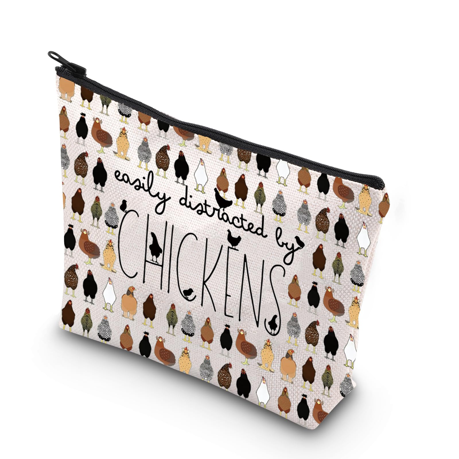 Chicken Farmer Gift Easily Distracted by Chickens Makeup Bag Funny Chicken Gift Chicken Breeds Farm Life Gift (by Chickens Bag UK)