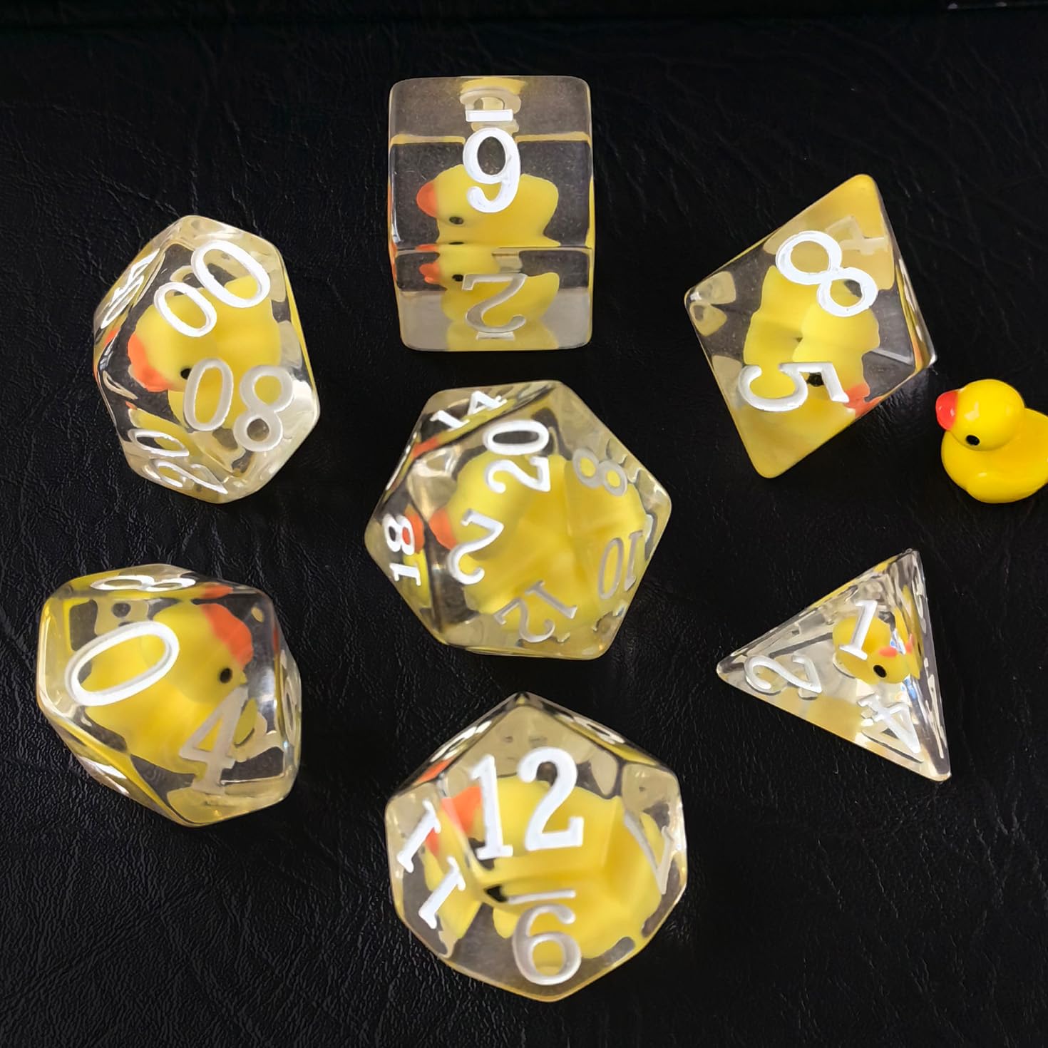 BESCON DICE Oversized Yellow Duck RPG Dice Set of 7, Jumbo Polyhedral DND Game Dice Set