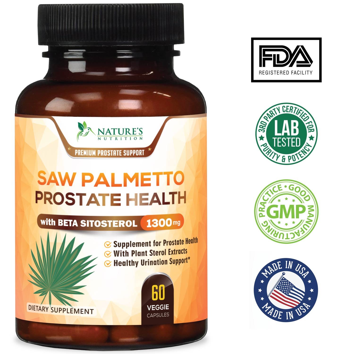 Prostate Supplements for Men 1300 mg - Extra Strength Saw Palmetto