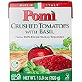 Pomì Crushed Tomatoes with Basil - Creamy, Velvety Italian Sauce, No Salt, Additives/Preservatives, GMO-Free, Gluten-Free, 100% Fresh Tomatoes, 13.8oz (Pack of 12)
