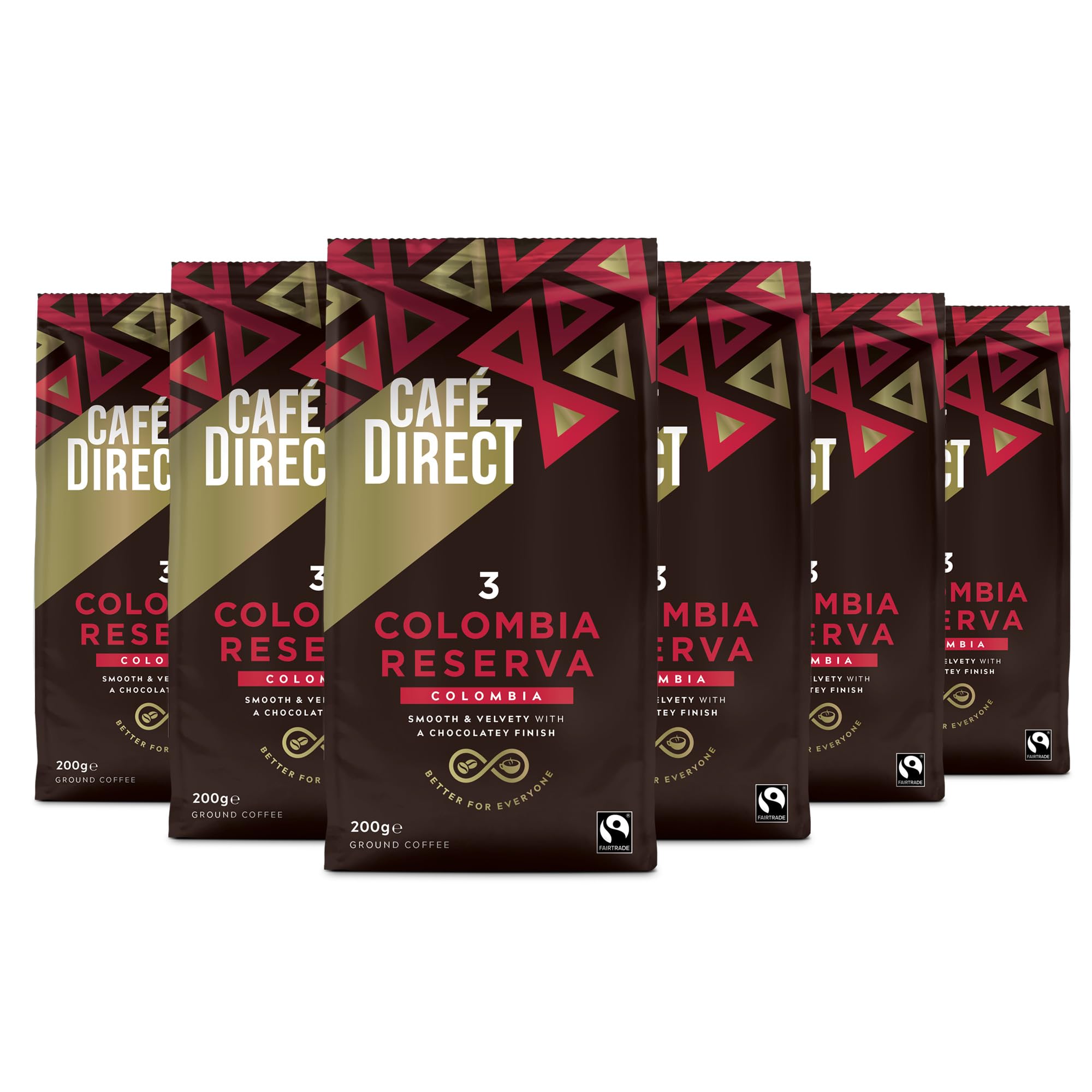 Cafédirect Cauca Valley Colombia Fairtrade Ground Arabica Coffee 200g (Pack of 6)