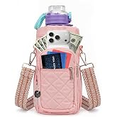 Deposhion Water Bottle Carrier Bag Crossbody Phone Pocket for Women 40oz | Fits 20-40oz bottles & 6.9
