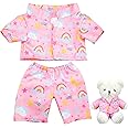 Bunnycool 2 Pcs PJ's Bear Clothes Outfit, Fit Most 12-16 Inch Bears Stuffed Animal Clothes Pajamas Plushy for Stuffed Animals, Pre Kindergarten Toys(Pink)