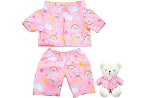 Bunnycool 2 Pcs PJ's Bear Clothes Outfit, Fit Most 12-16 Inch Bears Stuffed Clothes Pajamas Plushy for Stuffed , Pre Kindergarten Toys(Pink,Pajamas)