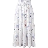 sprechic Women's Summer Flowy Boho Maxi Skirt 2025 A-Line Flowy Ruffle Tiered Drawstring Elastic High Waist Beach Long Skirts