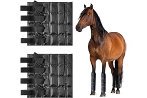 Prairie Horse Supply - Durable Nylon Ice Boots for Horses & Ponies - Cold Therapy Gel Boot Wrap for Hock, Ankle, Knee, Legs, Hooves One Size - Black Flexible Straps, Skid & Shipping Boots - (Black)