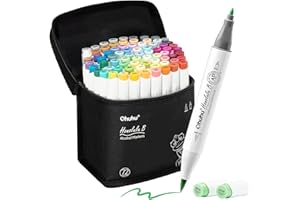 Ohuhu Alcohol Markers Brush Tip - AP Certificated Double Tipped Art Marker Set for Artist Adults Coloring Illustration- 72 Colors - Refillable - Fine and Brush Dual Tips - Honolulu B of Ohuhu Markers