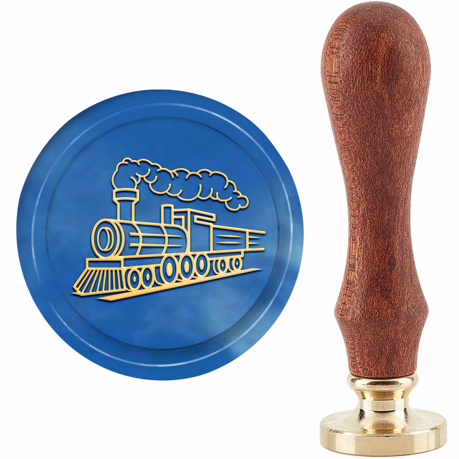 CRASPIRE Train Wax Wax Seal Stamp Copper 30mm Detachable Sealing Stamp Brass Head With Wooden Handle Steam Wedding Letter Invitation Envelope Card Scrapbook Wrapping Gift To Friends — image 1