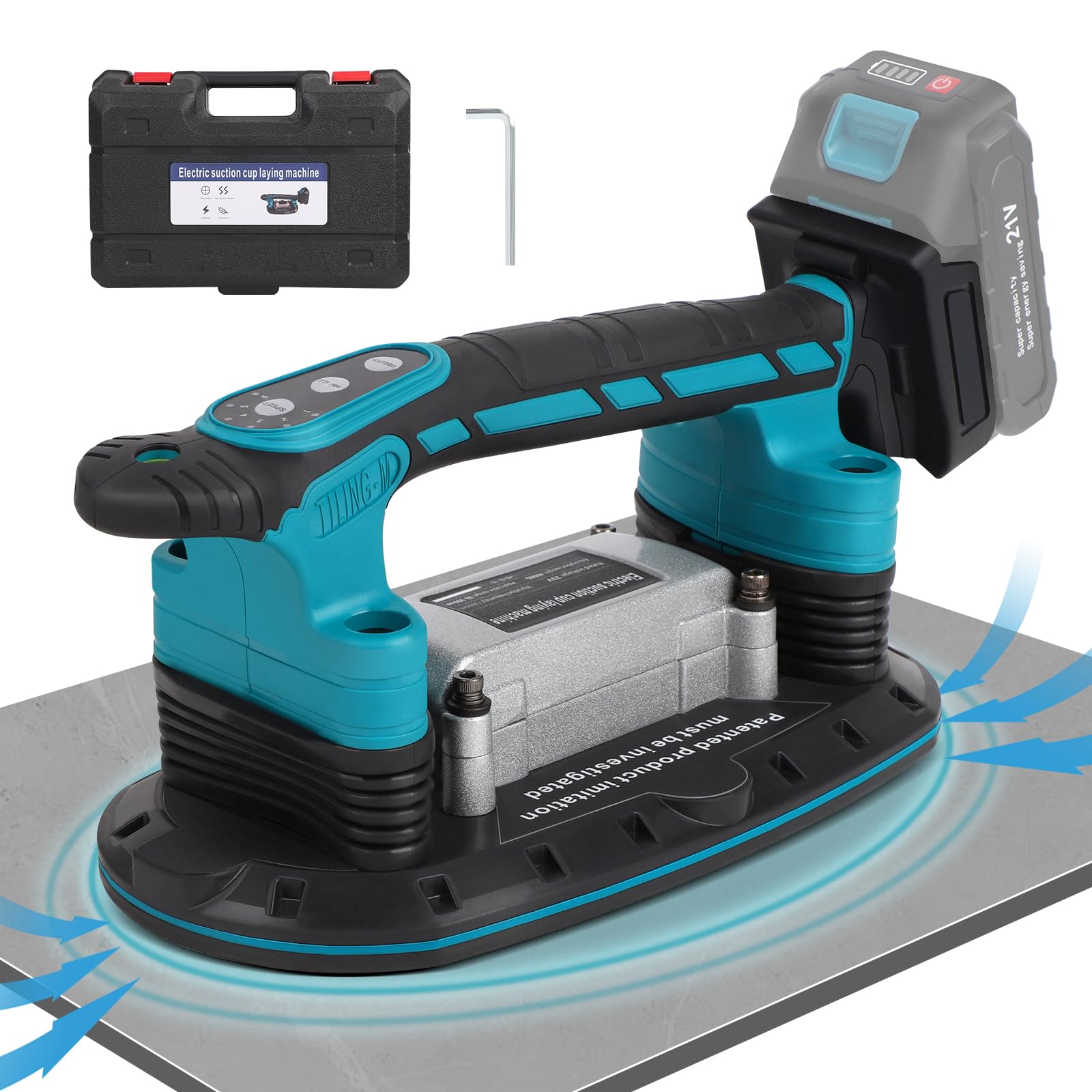 Photo 1 of Tile Vibration Machine Installation Tool for Makita 18V Battery, Handheld Automatic Tiling Vibrator with Enlarged Suction Cup for Tiling Leveling Laying 24000r/min 6 Speeds Adjustable