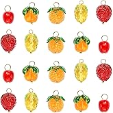 DanLingJewelry 20Pcs 5 Styles Fruit Lampwork Glass Pendants 3D Fruit Beads with Findings Glass Food Charms for DIY Crafts Jewelry Making
