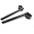 CNC Aluminum Φ 45mm Clip ons Handlebar replacement Fit for Universal Fork diameter 45mm cafe Racer handlebars Tilt Angle 8° bars Φ 7/8", 45 mm Clip on Assembly Black