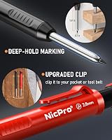 Nicpro Deep Hole Marker Pencil Set 5 Carpenter Pencils 41 Refills view 4