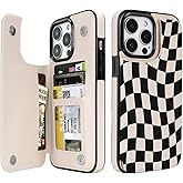 uCOLOR Compatible with iPhone 14 Pro Max Wallet Case with Card Holder Slot Folio Flip PU Leather Kickstand Double Magnetic Clasp and RFID Blocking Design Cover 6.7" (Dune Mirage Checkered)