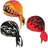 DANLCUPL 3 Pcs DOO Rags Dew Rag Skull Cap Pirate Hat Cooling Head Wrap Bandana Helmet Liner for Men Cycling Motorcycle