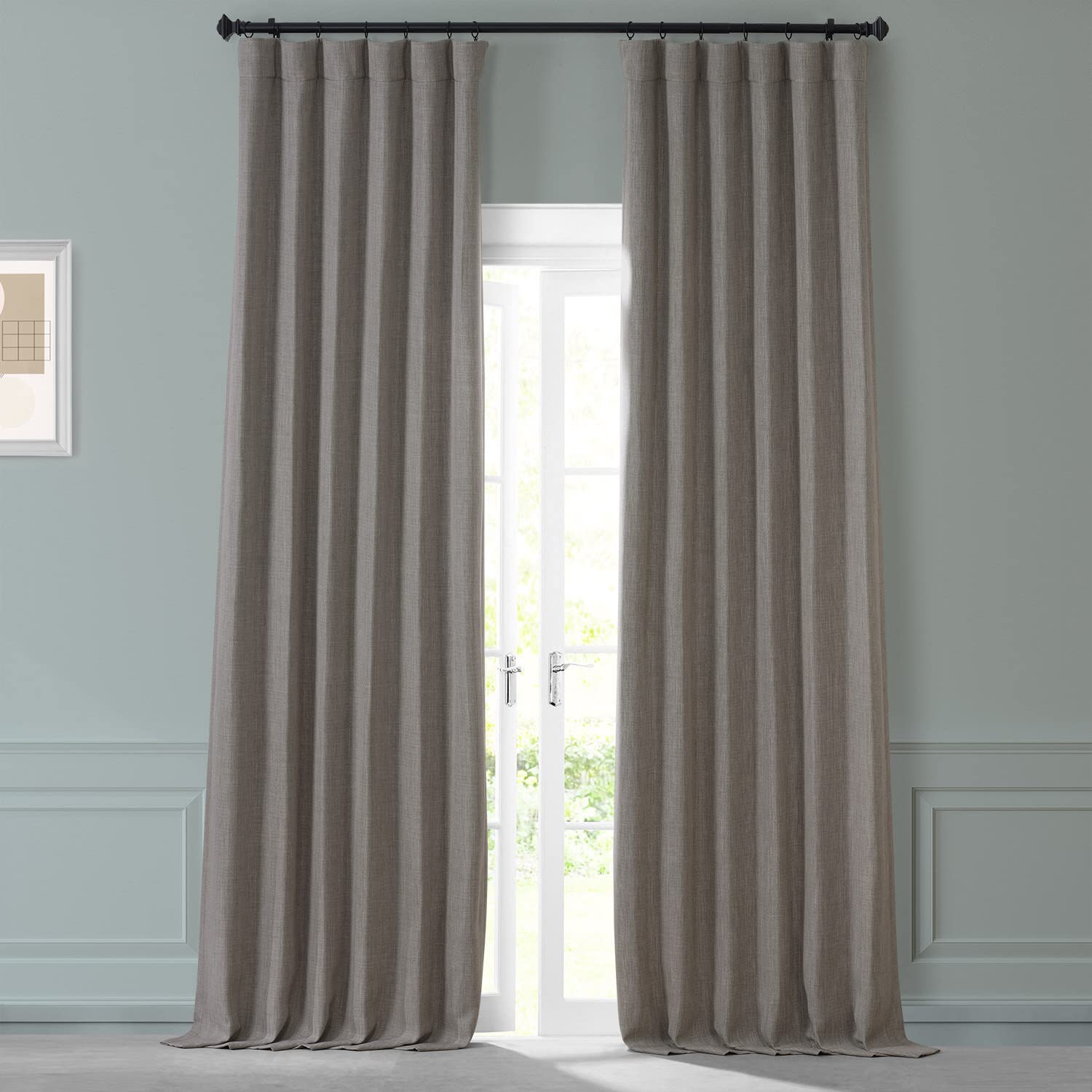 HPD Half Price Drapes Monochromatic Room Darkening Curtain - Linen Texture 50 X 96 (2 Panels), LNMC-2058-96, Warm Stone Grey