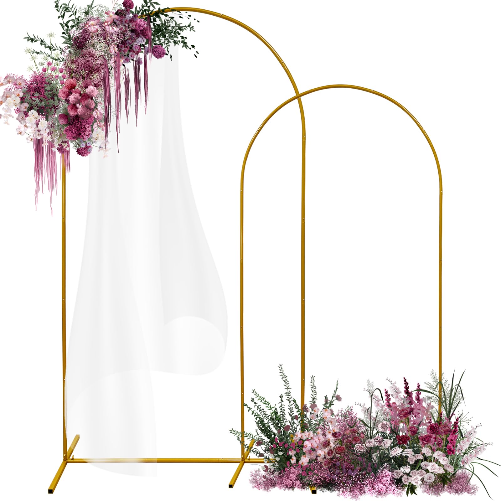 Photo 1 of Tilvex Arch Backdrop Stand Set of 2, 7.2FT 6FT Metal Gold Wedding Arch Frame Balloon Stand for Birthday Party Baby Shower Ceremony Decoration