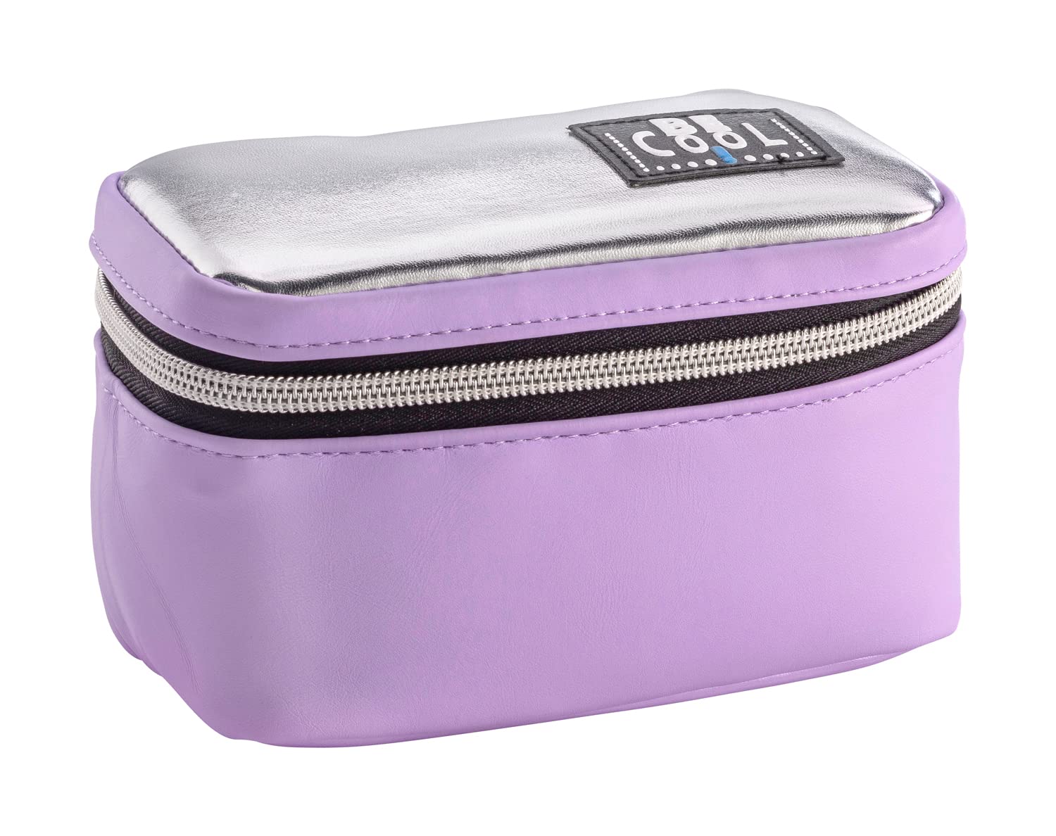 Small Cooler Bag for Cosmetics, Medicine, Travel, Excursions in Lavender/Silver, 14 x 8 x 8 cm, Approximately 0.5 L Volume