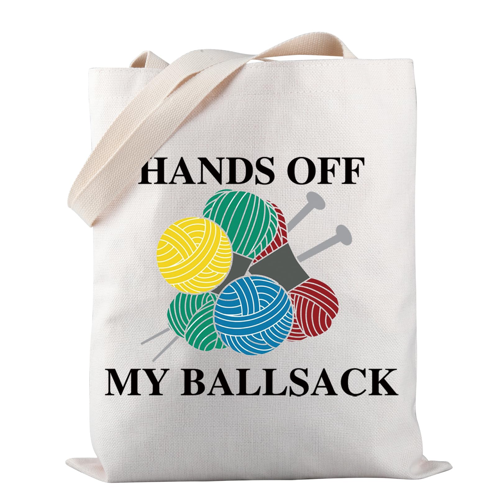 Knitting Project Bag Hands Off My Ball Sack Knitting Humor Gift Yarn Bag Knitting Bag Mothers Day Gift (Hands Off My Ball Sack)