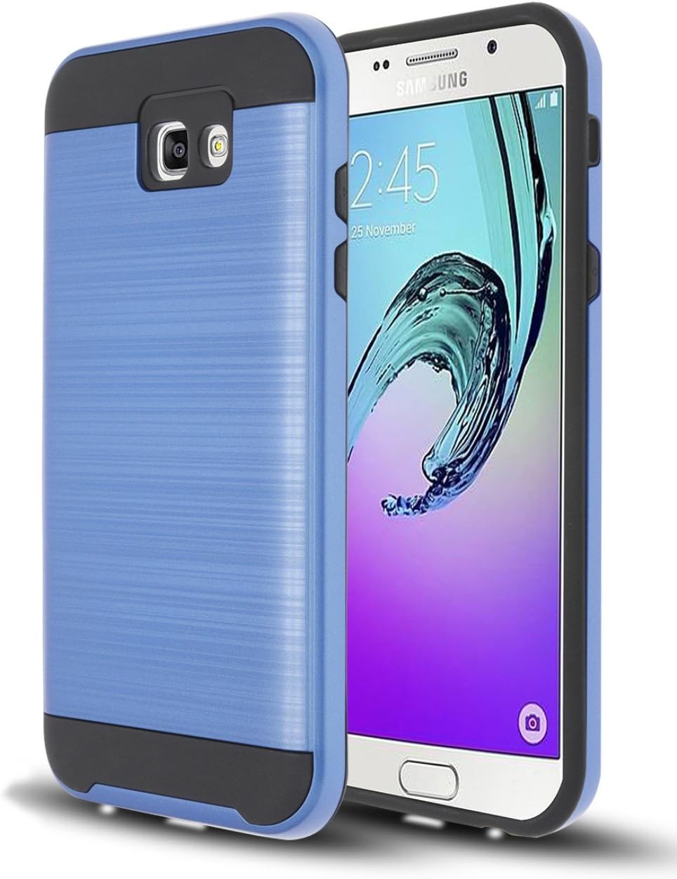 Galaxy A7 2017 Case, CooBox Dual Layer Hybrid Shockproof Impact Resist Rugged Case Metallic Brush Finish with Hard Inner Layer for Samsung Galaxy A7 (2017) (Blue)