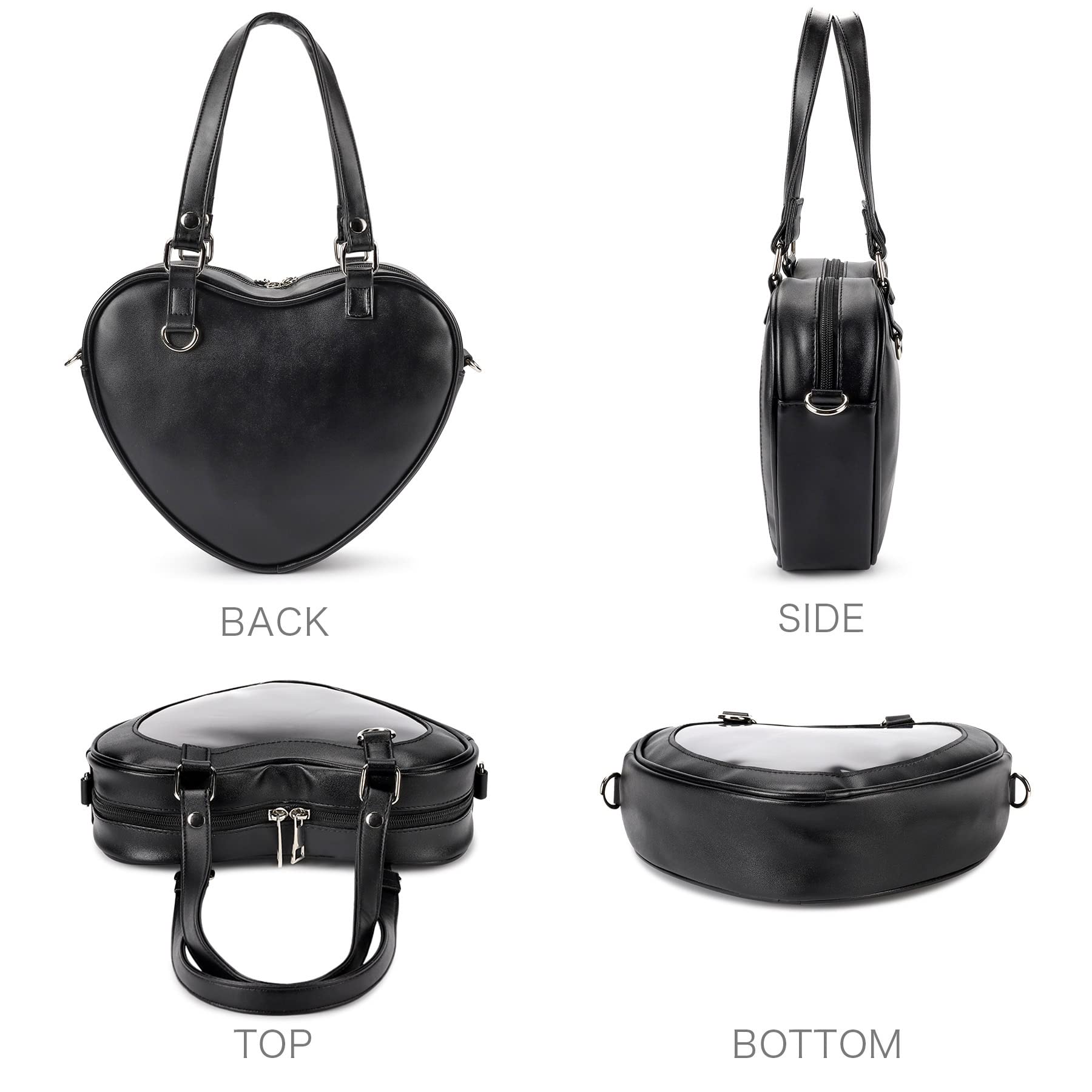 STEAMEDBUN Ita Bag Crossbody Heart Shaped Purse for Anime Pins Display