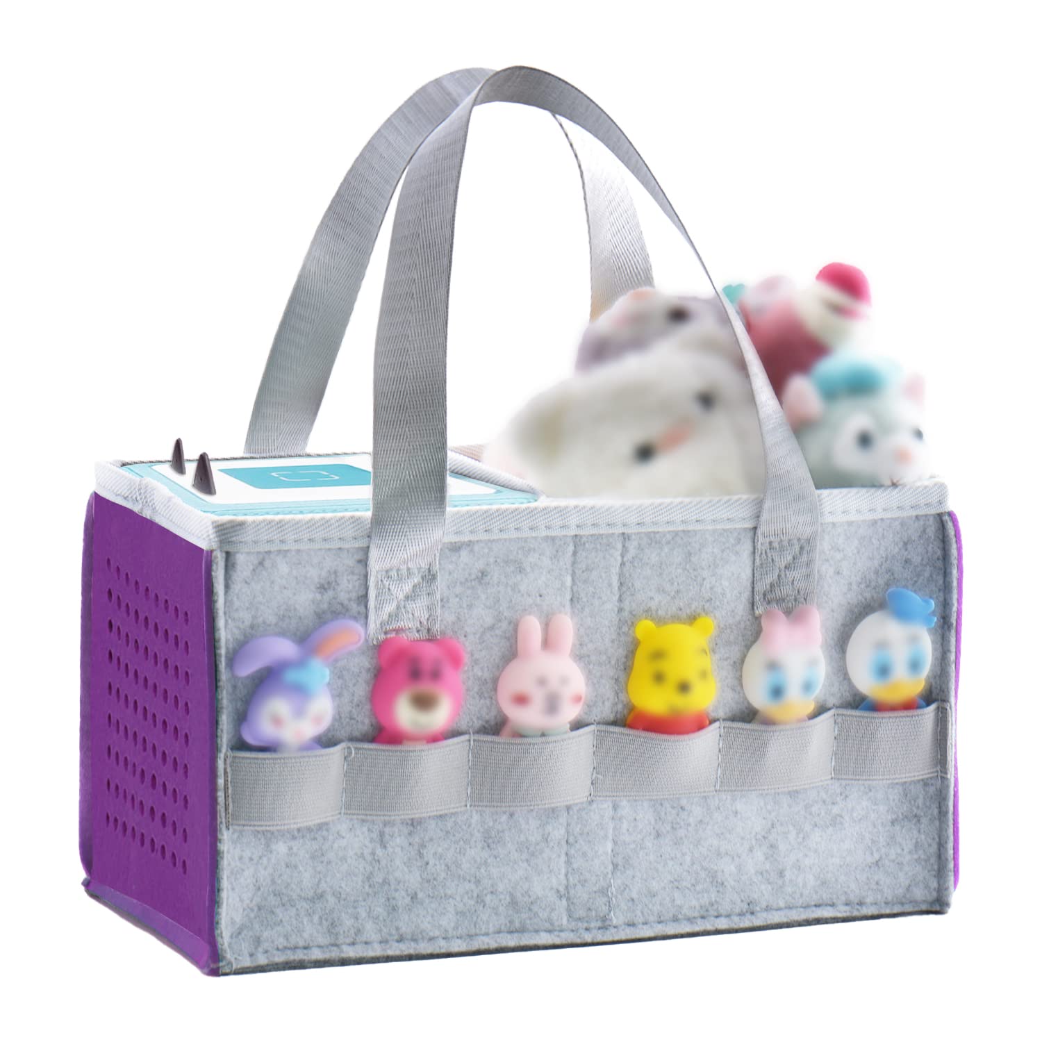 Carrying Bag for Toniebox Starter Set and Accessories, Felt Organizer Bag for Tonies Figurine and Toniebox Travel Tonies Carry Case with Handle for Toniebox & Accessories (Purple)