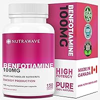 Nutrawave PURE *BONUS SIZE* 150 capsules HIGHEST POTENCY Benfotiamine Complex – 100mg, Thiamine B1 Supplement, Increased Ener