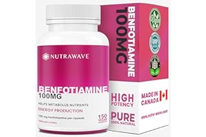 Nutrawave PURE *BONUS SIZE* 150 capsules HIGHEST POTENCY Benfotiamine Complex – 100mg, Thiamine B1 Supplement, Increased Ener